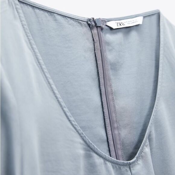 ZARA FLOWY SHORT JUMPSUIT BLUE / GRAY - Picture 7 of 9